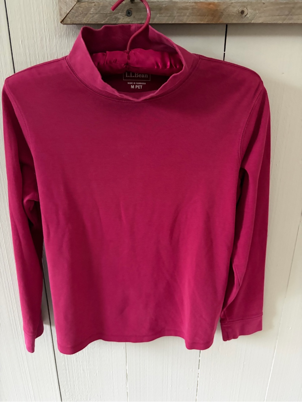 L.L. Bean Women’s Long-Sleeve Mock Neck Top - Cranberry